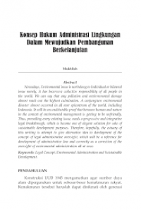PENGATURAN MASALAH LINGKUNGAN SECARA BIJAKSANA MENUJU TERWUJUDNYA KONSEP KEBERLANJUTAN BANGSA