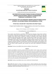 UJI AKTIVITAS AIR REBUSAN DAUN PANDAN WANGI (PANDANUS AMARYLLIFOLIUS ROXB) TERHADAP PENINGKATAN SELERA MAKAN PADA MENCIT (MUS MUSCULUS)